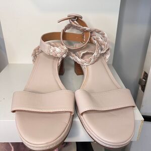 Splendid Scarlett Light Blush Braided Ankle Strap Block Heel Sandals -SZ‎ 11